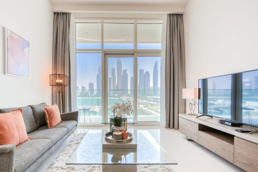 Luxury waterfront apartment facade